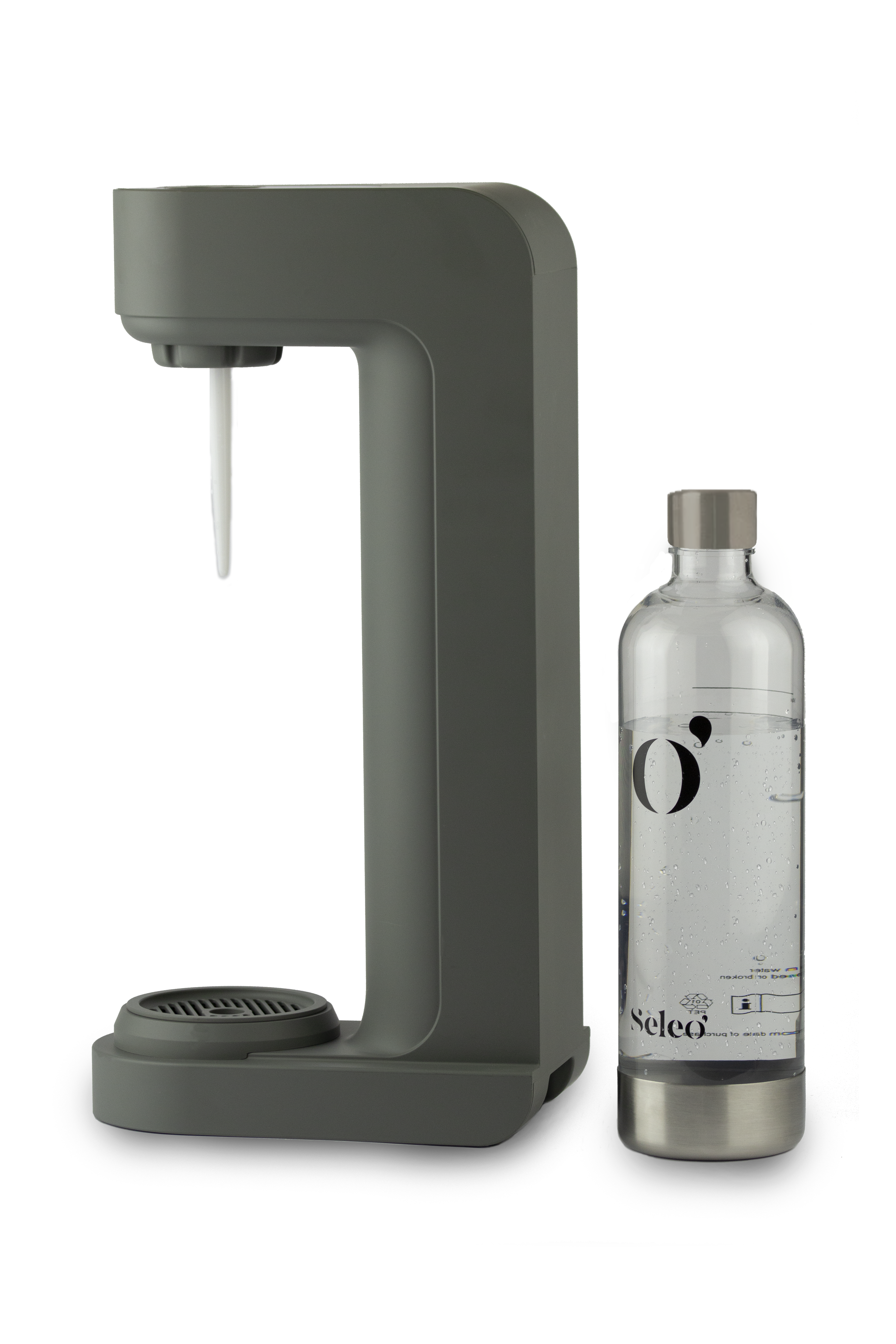 Lumi Matte Grey soda maker – bottle attachment detail