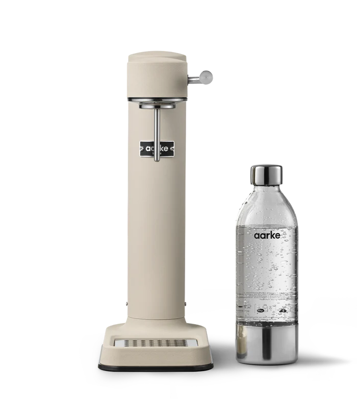 Aarke Carbonator 3 Sand on kitchen counter – lifestyle photo