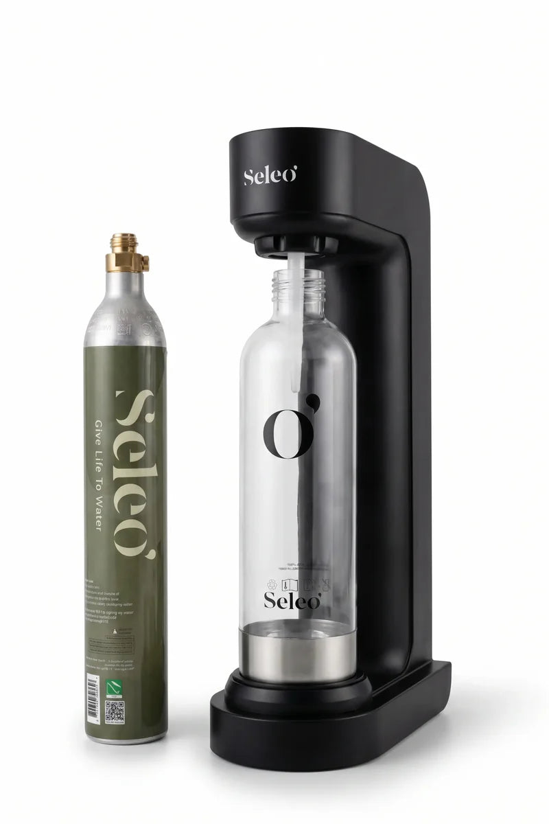 Lumi Matte Black soda maker on kitchen counter – lifestyle photo