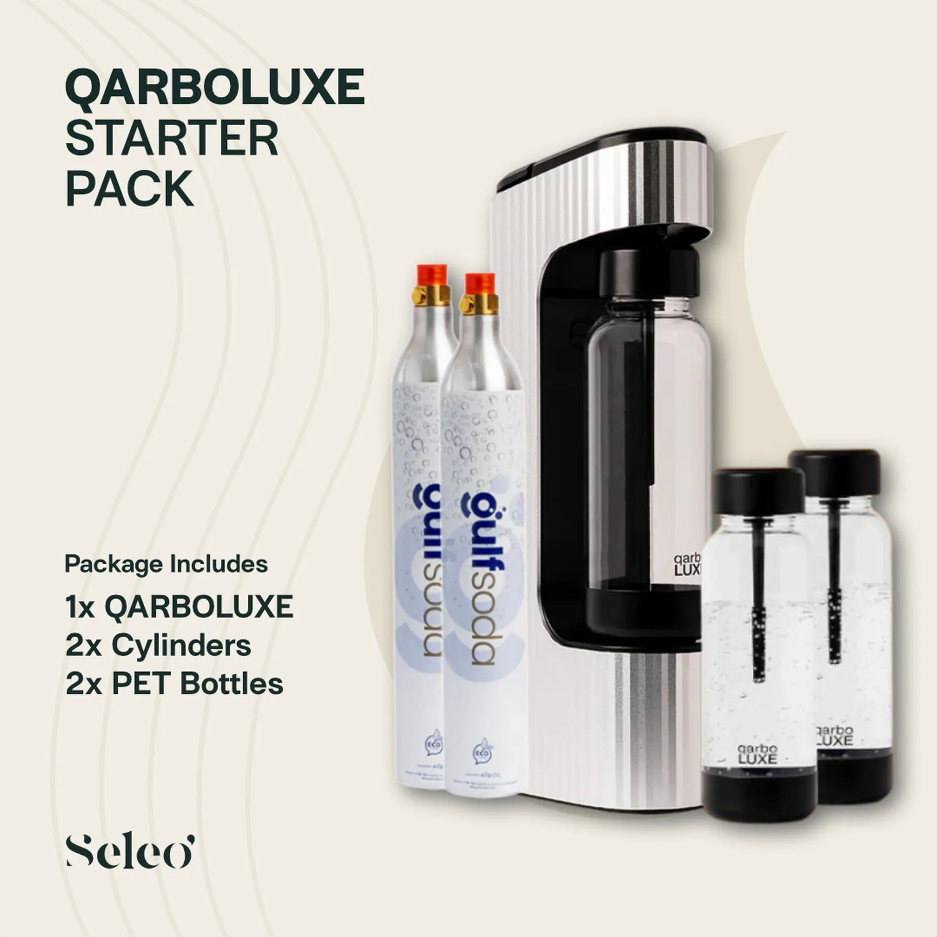 Qarbo soda maker from Starter Pack on kitchen counter