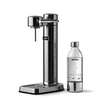 Aarke Carbonator 3 sparkling water maker in classic Steel finish with PET bottle – Seleo UAE